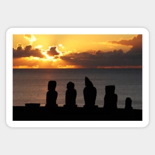 Sunset at Tahai Site - Rapa Nui - Easter Island Sticker